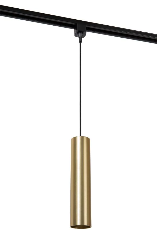 Lucide TRACK FLORIS pendant - 1-circuit Track lighting system - 1xGU10 - Matt Gold / Brass (Extension) - turned off